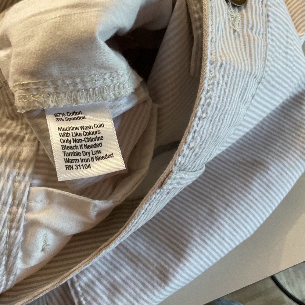 Summer Kim‎ Roger's Striped Shorts Khaki Beige Beach  Comfort Women's Size 18 - Picture 8 of 9
